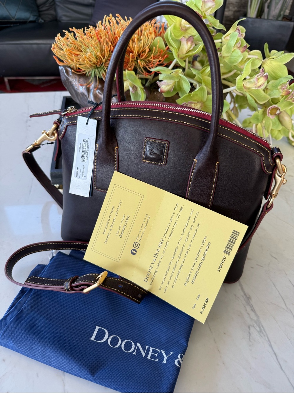 New Dooney & Bourke Florentine Domed Satchel Italian Vacchetta Leather - Picture 6 of 16